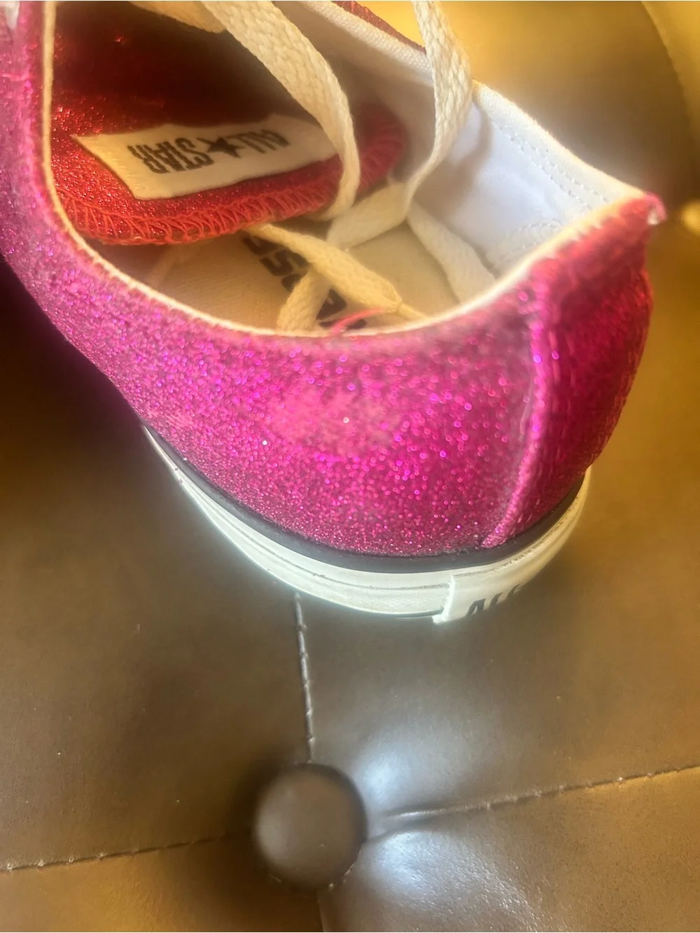 Women’s hot pink glitter Converse low tops